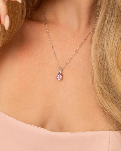 Pink Sapphire Pendant Necklace in Sterling Silver - SJR London Timepiece