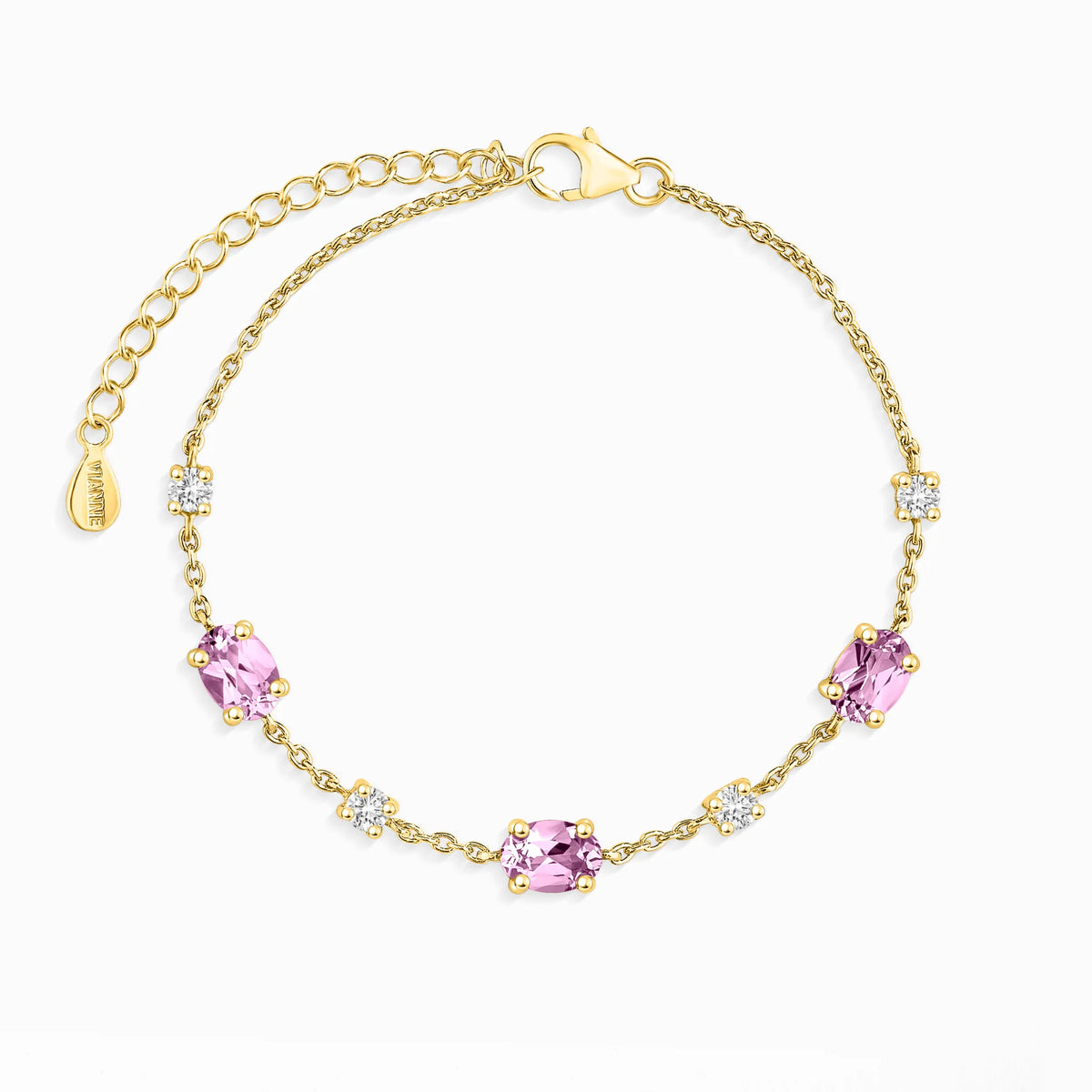Pink Sapphire Bracelet in 18k Gold Vermeil - SJR London Timepiece