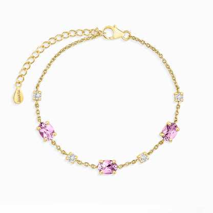 Pink Sapphire Bracelet in 18k Gold Vermeil - SJR London Timepiece