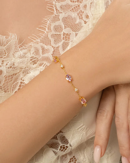 Pink Sapphire Bracelet in 18k Gold Vermeil - SJR London Timepiece