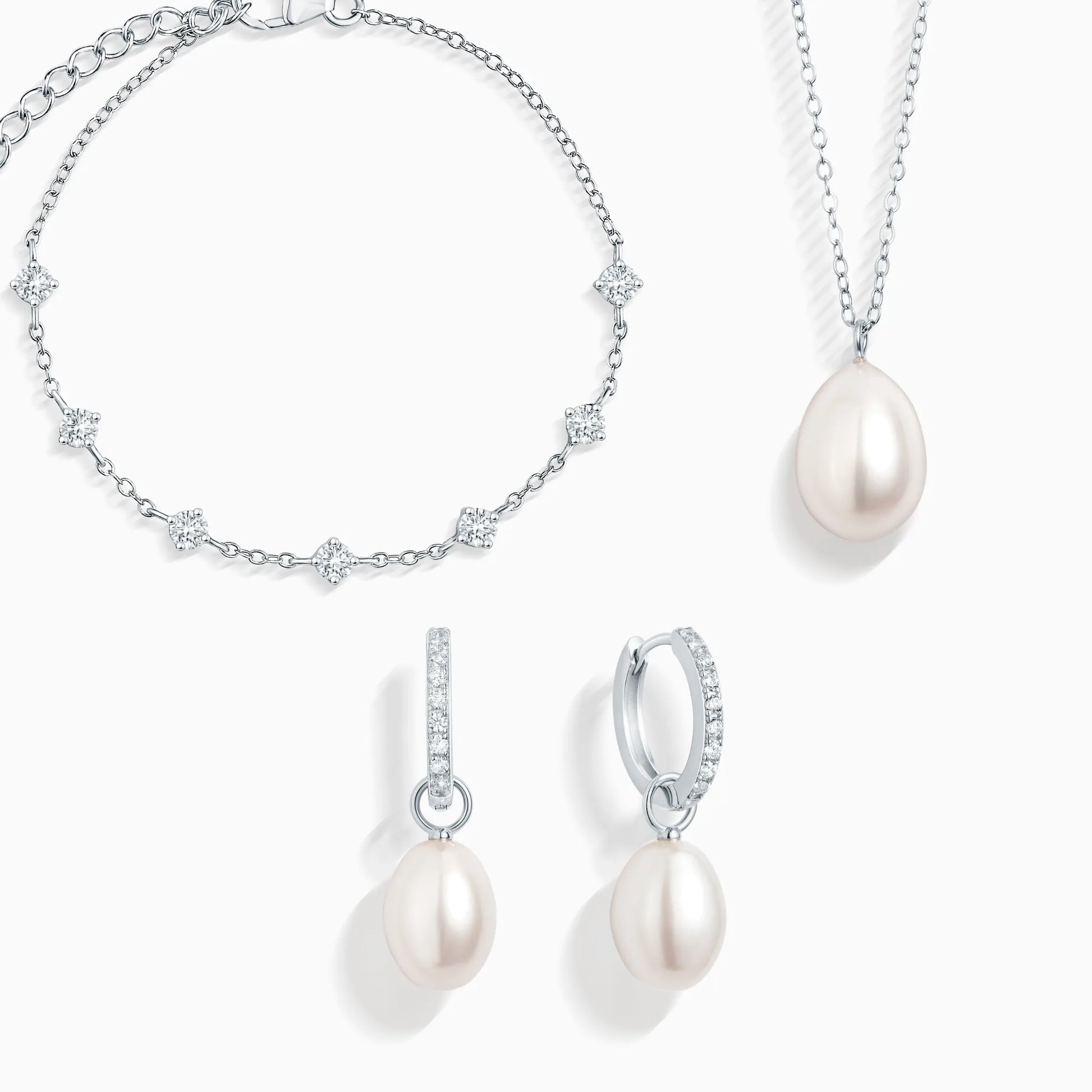 Pearl & Moissanite Bridal Jewellery Set in Sterling Silver - SJR London Timepiece