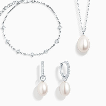 Pearl & Moissanite Bridal Jewellery Set in Sterling Silver - SJR London Timepiece