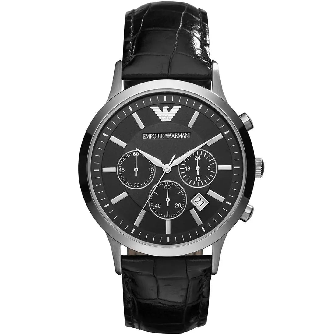 Emporio Armani AR2447 Renato Men's Black Leather Watch - SJR London Timepiece