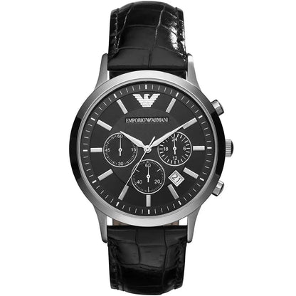 Emporio Armani AR2447 Renato Men's Black Leather Watch - SJR London Timepiece