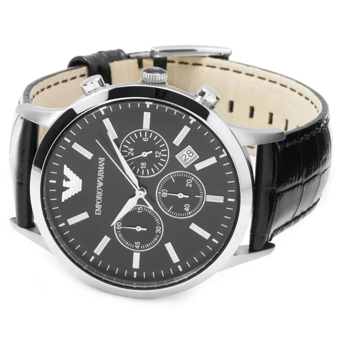 Emporio Armani AR2447 Renato Men's Black Leather Watch - SJR London Timepiece