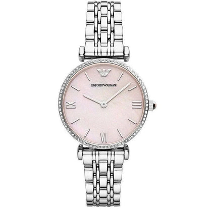 Emporio Armani AR1779 Gianni T-Bar Women's Silver & Pink Watch - SJR London Timepiece