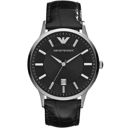 Emporio Armani AR2411 Renato Men's Black Leather Watch - SJR London Timepiece