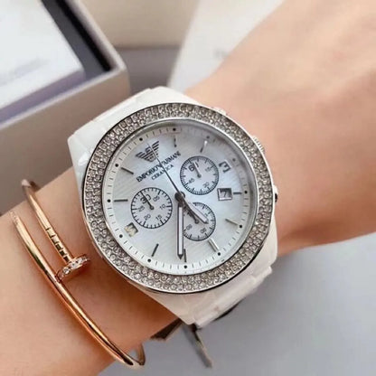 Emporio Armani AR1456 Ceramica Women's White Watch - SJR London Timepiece