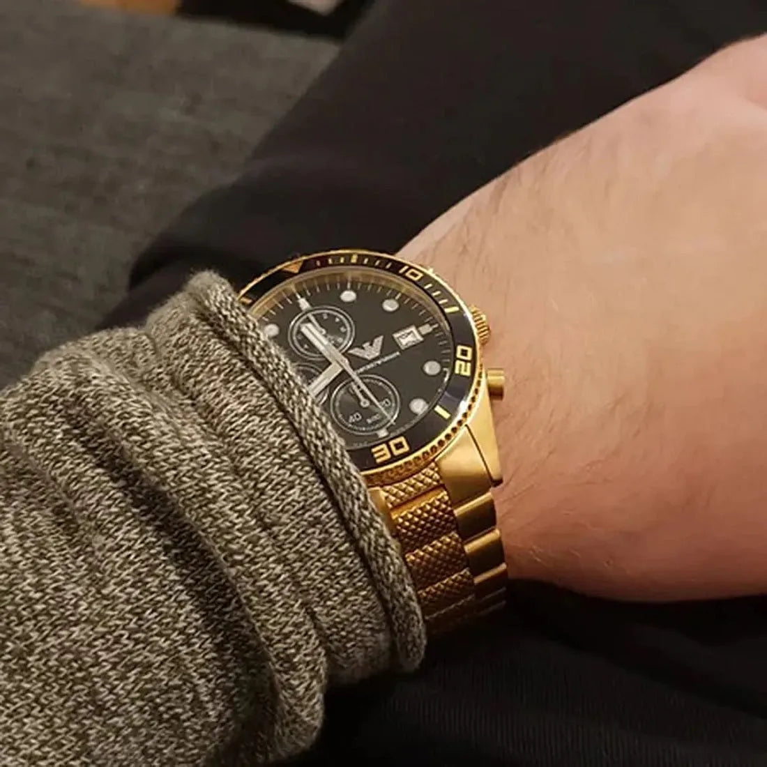 Emporio Armani AR5857 Chronograph Men's Gold Watch - SJR London Timepiece