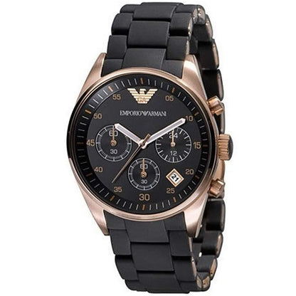 Emporio Armani AR5906 Sportivo Women's Black & Rose Gold Watch - SJR London Timepiece
