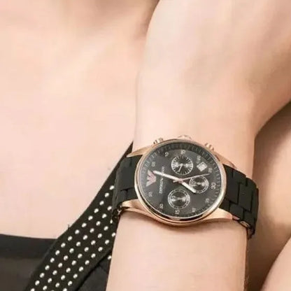 Emporio Armani AR5906 Sportivo Women's Black & Rose Gold Watch - SJR London Timepiece