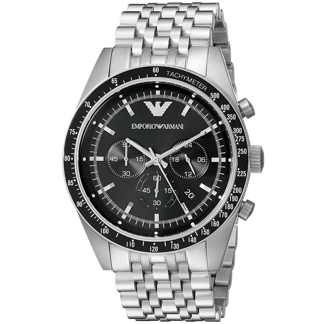 Emporio Armani AR5988 Tazio Men's Silver & Black Chronograph - SJR London Timepiece