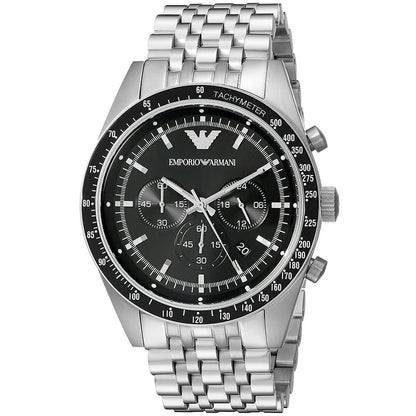 Emporio Armani AR5988 Tazio Men's Silver & Black Chronograph - SJR London Timepiece