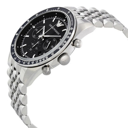 Emporio Armani AR5988 Tazio Men's Silver & Black Chronograph - SJR London Timepiece