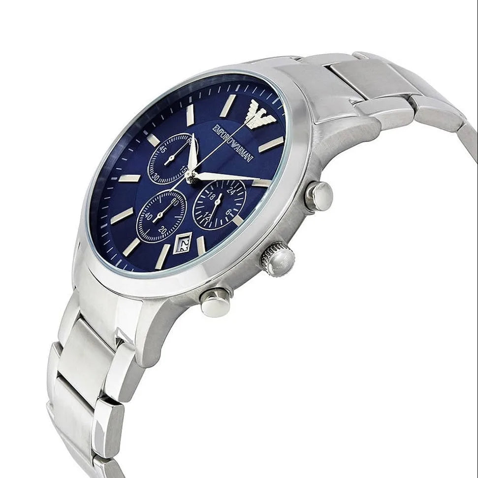 Emporio Armani AR2448 Renato Men's Silver & Blue Watch - SJR London Timepiece