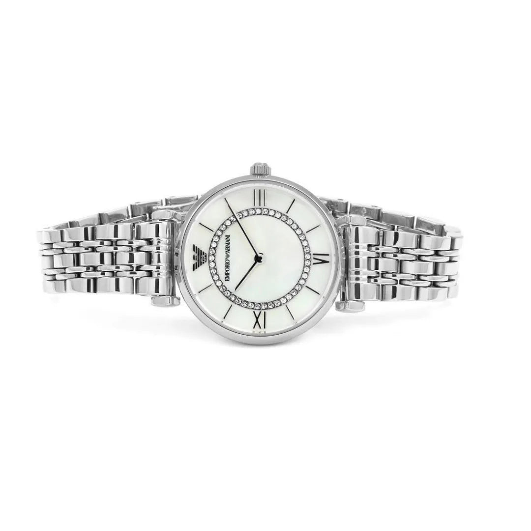 Emporio Armani AR1908 Gianni T-Bar Women's Silver Watch - SJR London Timepiece