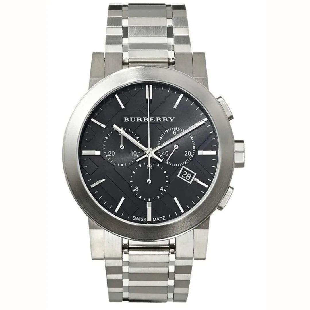 Burberry BU9351 The City Men's Silver & Black Chronograph Watch - SJR London Timepiece