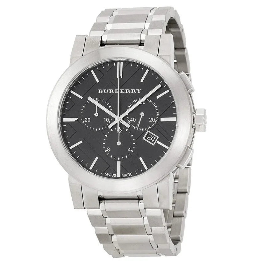 Burberry BU9351 The City Men's Silver & Black Chronograph Watch - SJR London Timepiece