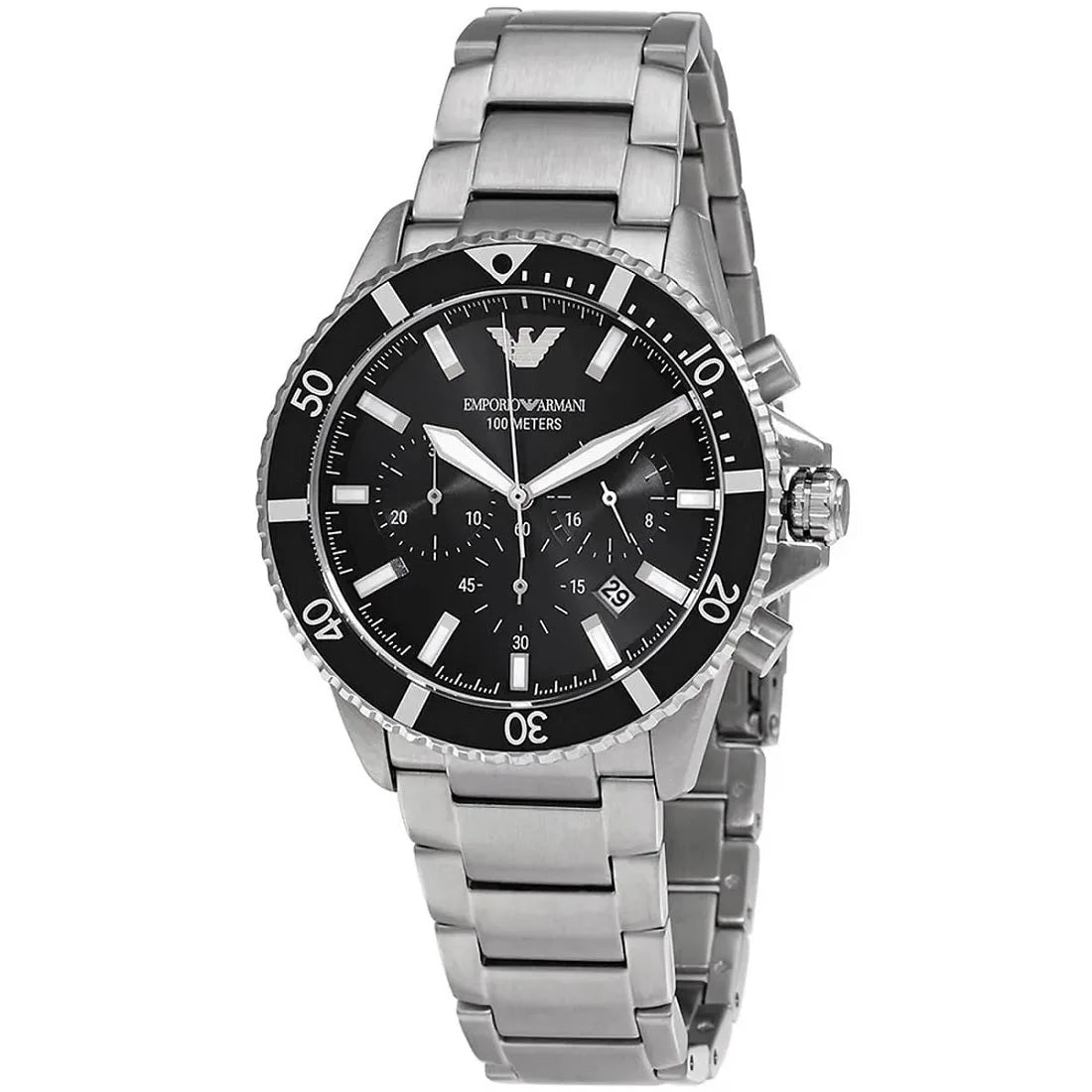 Emporio Armani AR11360 Men's Diver Style Silver & Black Watch - SJR London Timepiece