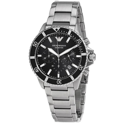 Emporio Armani AR11360 Men's Diver Style Silver & Black Watch - SJR London Timepiece