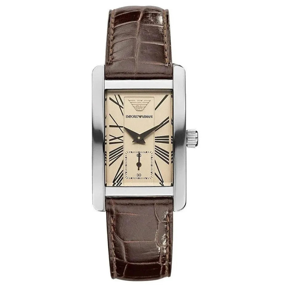 Emporio Armani AR0154 Classic Men's Rectangular Beige Watch - SJR London Timepiece