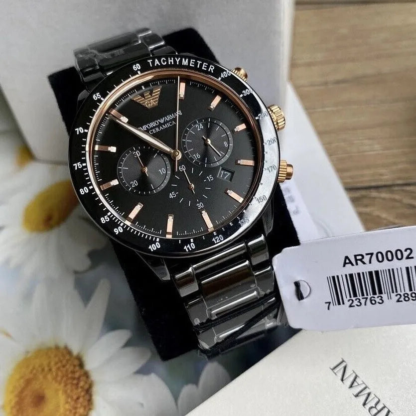 Emporio Armani AR70002 Mario Men's Black Ceramic Watch - SJR London Timepiece