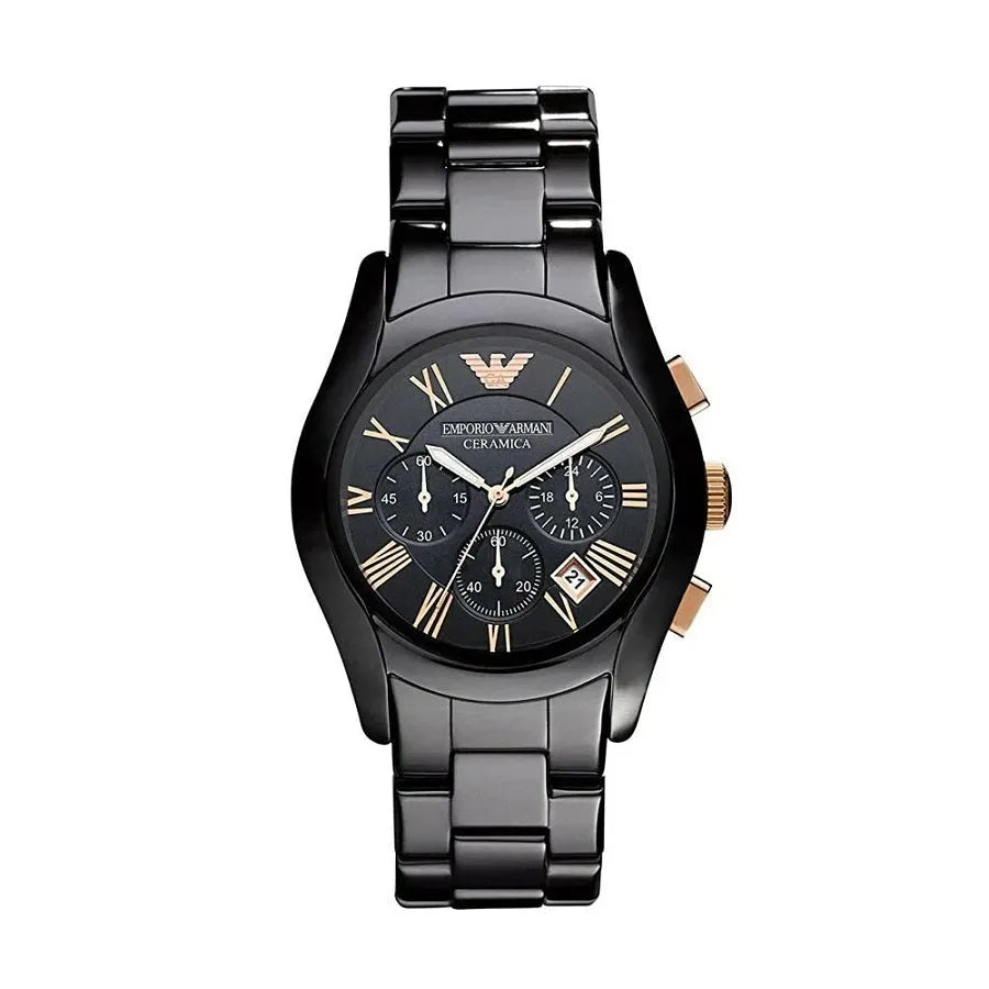Emporio Armani AR1410 Valente Ceramic Men's Black & Rose Gold Watch - SJR London Timepiece