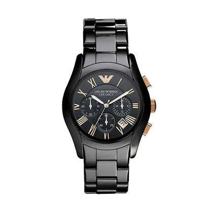 Emporio Armani AR1410 Valente Ceramic Men's Black & Rose Gold Watch - SJR London Timepiece