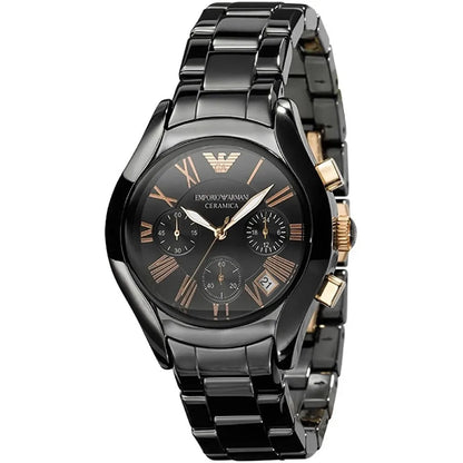 Emporio Armani AR1411 Ceramica Women's Black & Rose Gold Watch - SJR London Timepiece