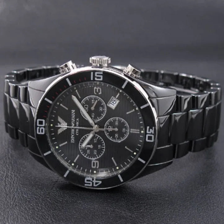 Emporio Armani AR1421 Leo Men's Black Ceramic Watch - SJR London Timepiece