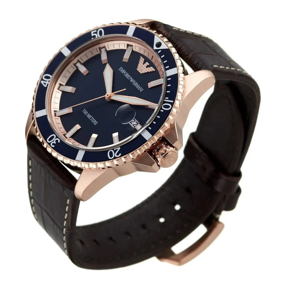 Emporio Armani AR11556 Men's Rose Gold Diver Watch - SJR London Timepiece