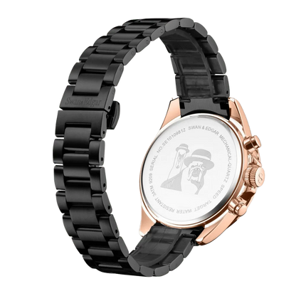 Limited Edition Swan & Edgar Hand Assembled Speed Target Mechanical Quartz Rose Black - SJR London Timepiece