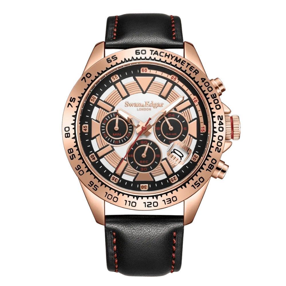 Limited Edition Swan & Edgar Hand Assembled Speed Tracker Mechanical Quartz Rose White - SJR London Timepiece