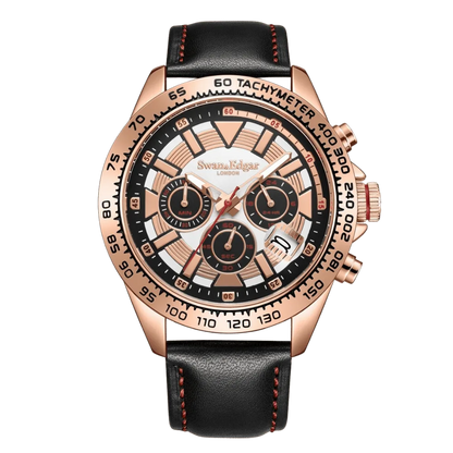 Limited Edition Swan & Edgar Hand Assembled Speed Tracker Mechanical Quartz Rose White - SJR London Timepiece