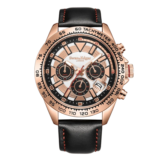 Limited Edition Swan & Edgar Hand Assembled Speed Tracker Mechanical Quartz Rose White - SJR London Timepiece