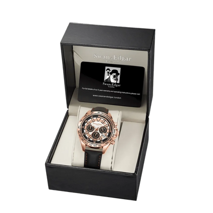 Limited Edition Swan & Edgar Hand Assembled Speed Tracker Mechanical Quartz Rose White - SJR London Timepiece
