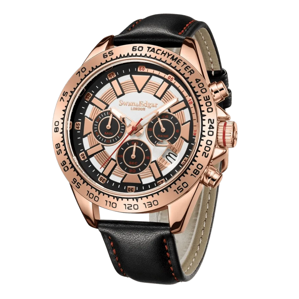 Limited Edition Swan & Edgar Hand Assembled Speed Tracker Mechanical Quartz Rose White - SJR London Timepiece