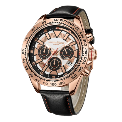 Limited Edition Swan & Edgar Hand Assembled Speed Tracker Mechanical Quartz Rose White - SJR London Timepiece