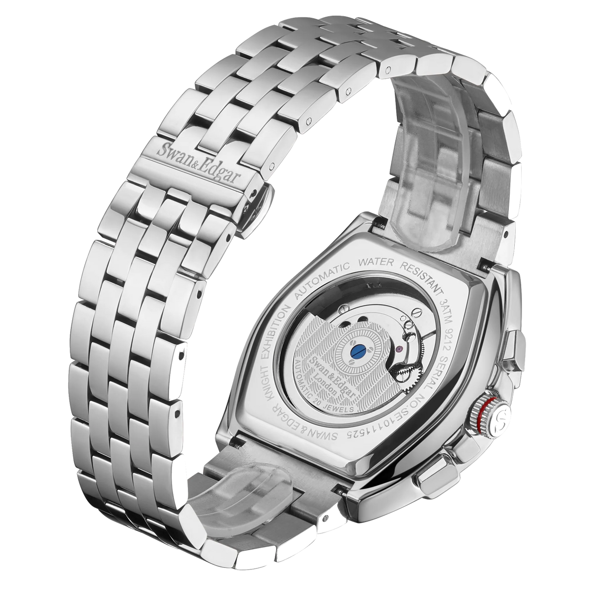 Limited Edition Swan & Edgar Hand Assembled Knight Exhibition Automatic Silver Navy - SJR London Timepiece
