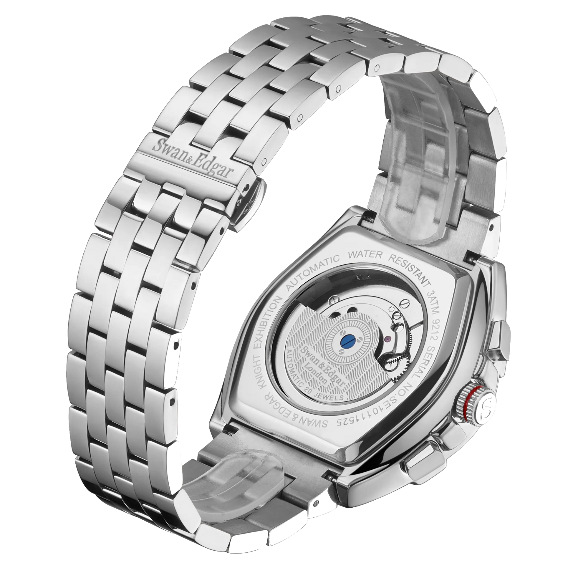 Limited Edition Swan & Edgar Hand Assembled Knight Exhibition Automatic Silver Navy - SJR London Timepiece
