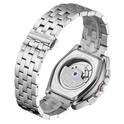 Limited Edition Swan & Edgar Hand Assembled Knight Exhibition Automatic Silver Navy - SJR London Timepiece