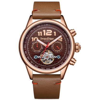 Limited Edition Swan & Edgar Hand Assembled Hasten Automatic Rose Brown - SJR London Timepiece