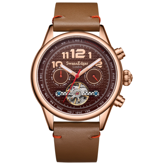 Limited Edition Swan & Edgar Hand Assembled Hasten Automatic Rose Brown - SJR London Timepiece