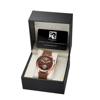 Limited Edition Swan & Edgar Hand Assembled Hasten Automatic Rose Brown - SJR London Timepiece