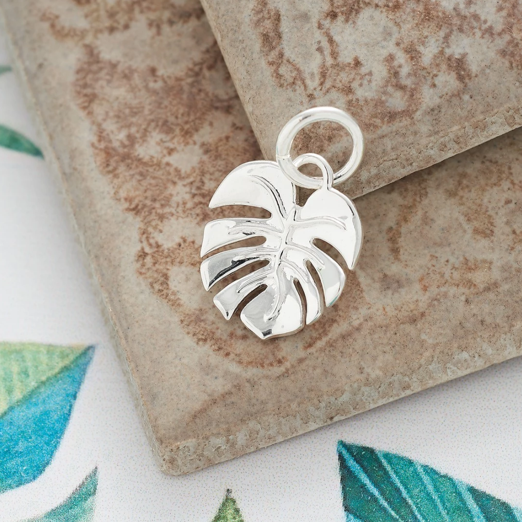 Monstera Palm Leaf Silver Charm Scarlett Jewellery