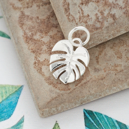 Monstera Palm Leaf Silver Charm Scarlett Jewellery