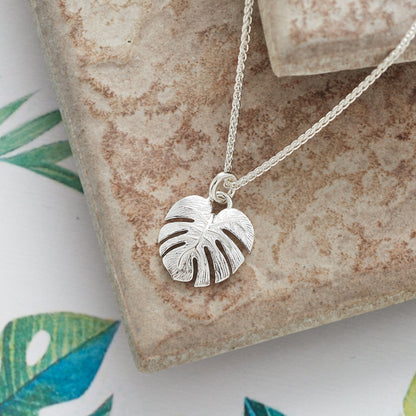 Monstera Palm Leaf Silver Charm Scarlett Jewellery