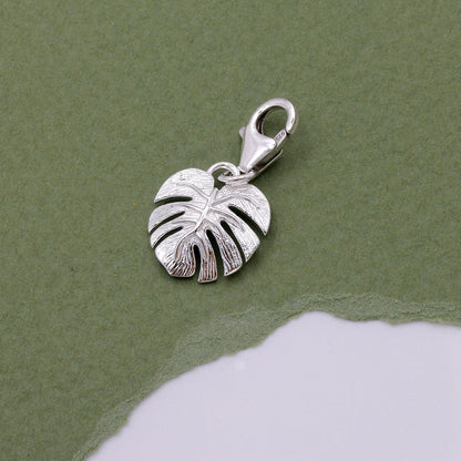 Monstera Palm Leaf Silver Charm Scarlett Jewellery