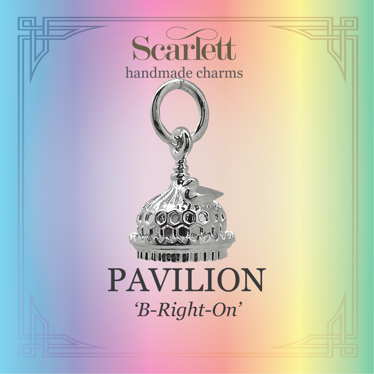 Silver charm shaped like the Brighton Pavilion, detailed and polished, by Scarlett Jewellery.