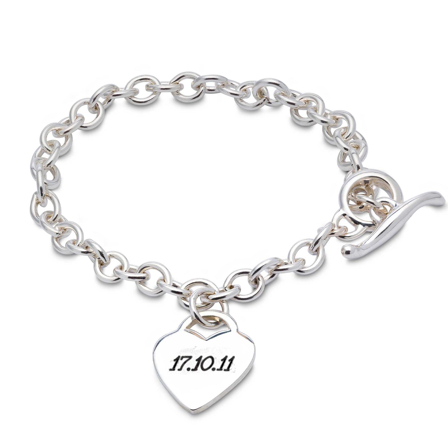 Personalised Heart Silver Charm Bracelet Scarlett Jewellery
